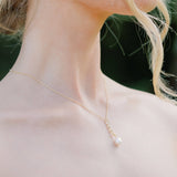 Nerida zirconia drop and pearl pendant necklace (gold)