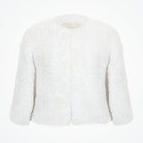 Nikita ivory faux fur hand-knitted bridal cape - Liberty in Love