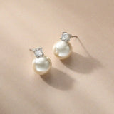 Noa crystal and pearl drop earrings (silver)