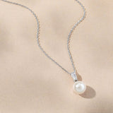 Nura baguette pearl drop pendant necklace (silver)