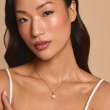 Nura baguette pearl drop pendant necklace (gold)