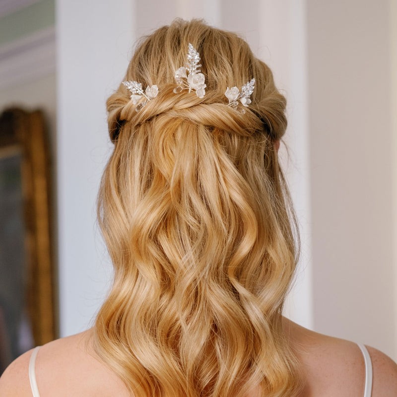 Oshana crystal clay floral hair pins - Liberty in Love