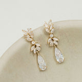 Palma crystal floral teardrop earrings (gold)