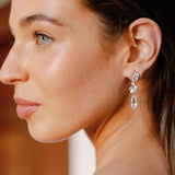 Palma crystal floral teardrop earrings (silver)