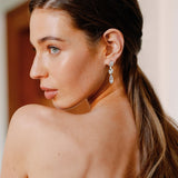 Palma crystal floral teardrop earrings (silver)