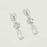 Palma crystal floral teardrop earrings (silver)
