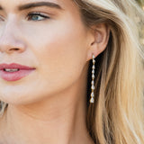 Paris long drop crystal earrings (gold) - Liberty in Love