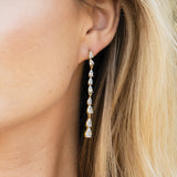 Paris long drop crystal earrings (gold) - Liberty in Love