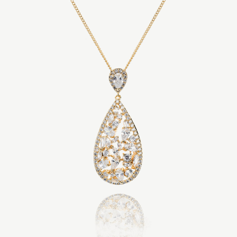 Pasadena necklace and earrings bridal jewellery set (gold) - Liberty in Love
