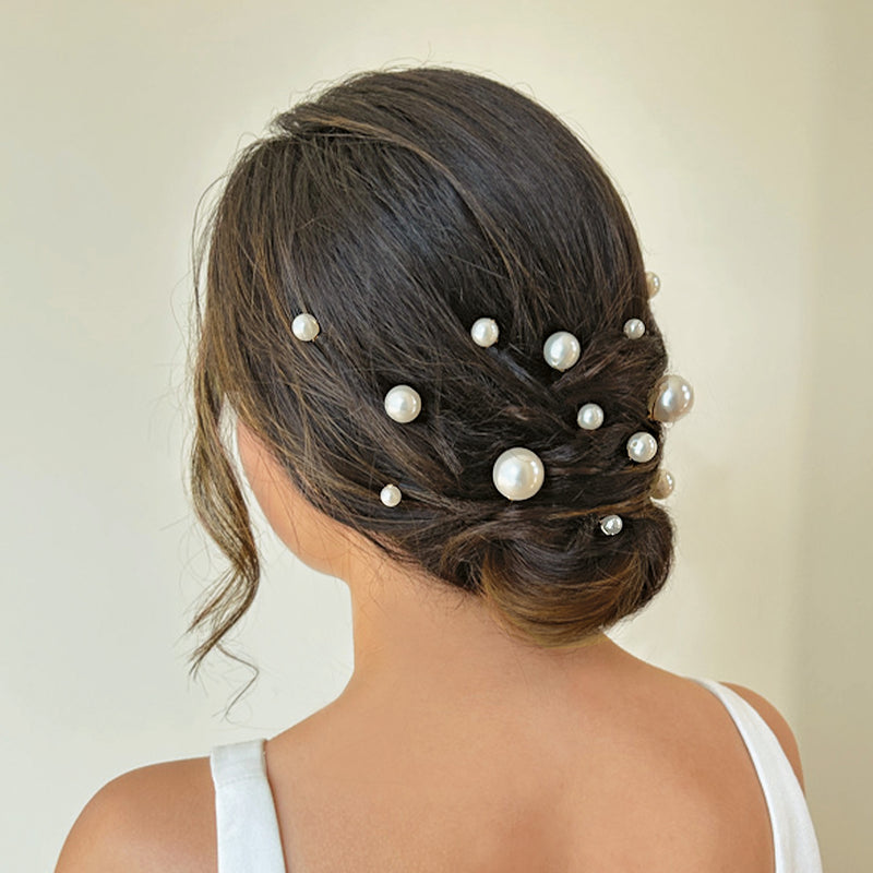 Silver pearl multi hair pins (set of 18) - Liberty in Love
