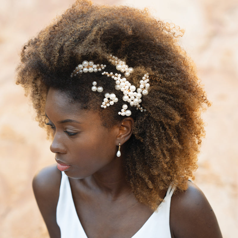 Pearl haze gold hair comb and pins (set of 7) - Liberty in Love