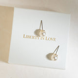 Pearl button stud earrings (gold)