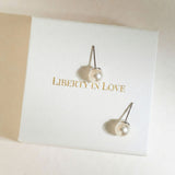 Pearl button stud earrings (silver)