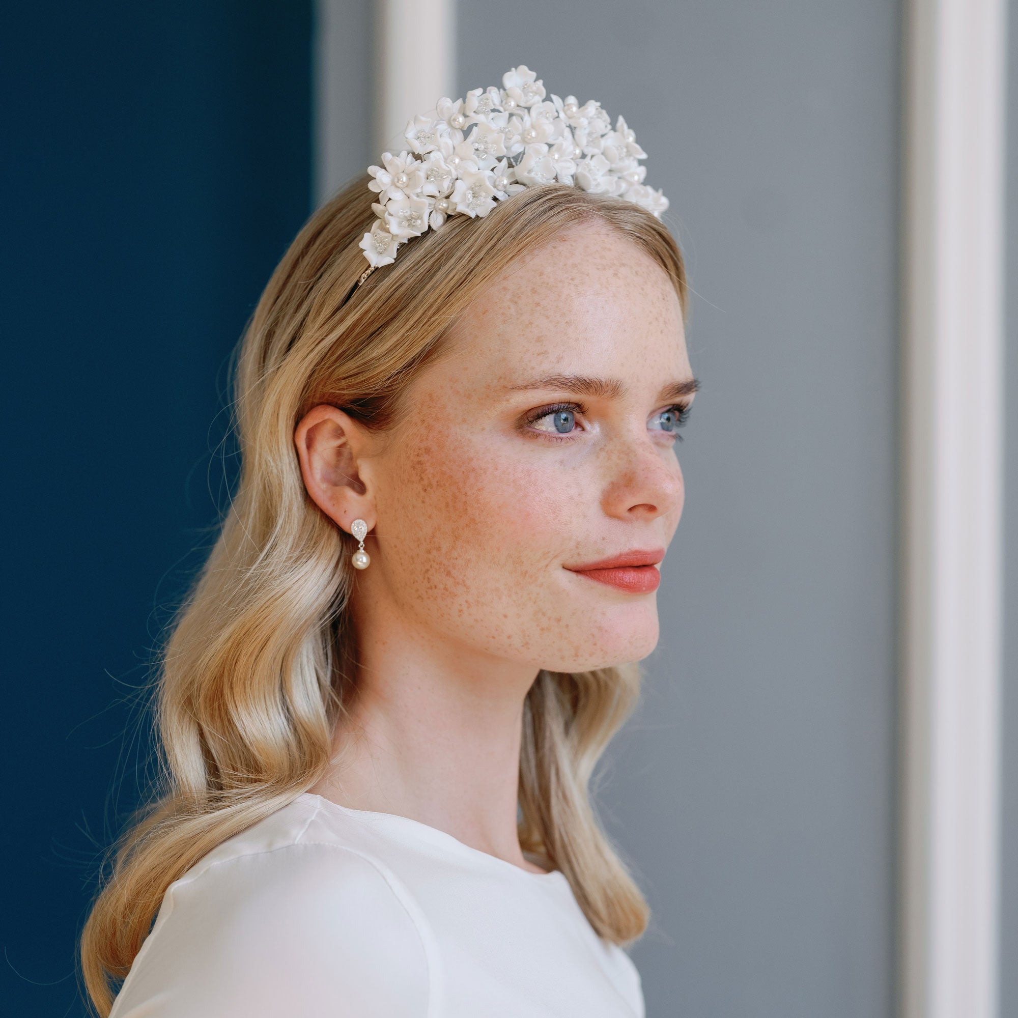 Pearl tall floral crown | Arianna Bespoke – Liberty in Love