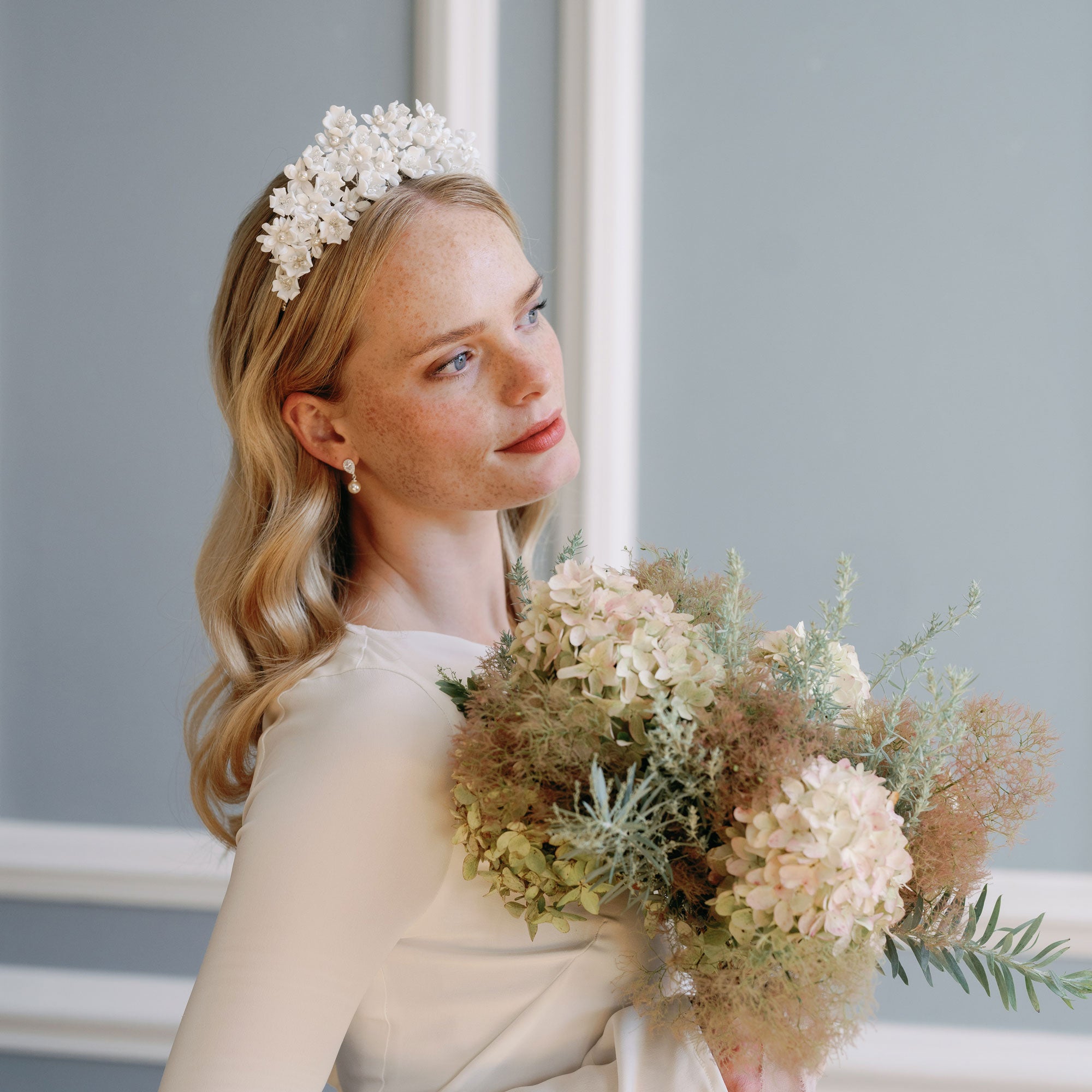 Pearl tall floral crown | Arianna Bespoke – Liberty in Love