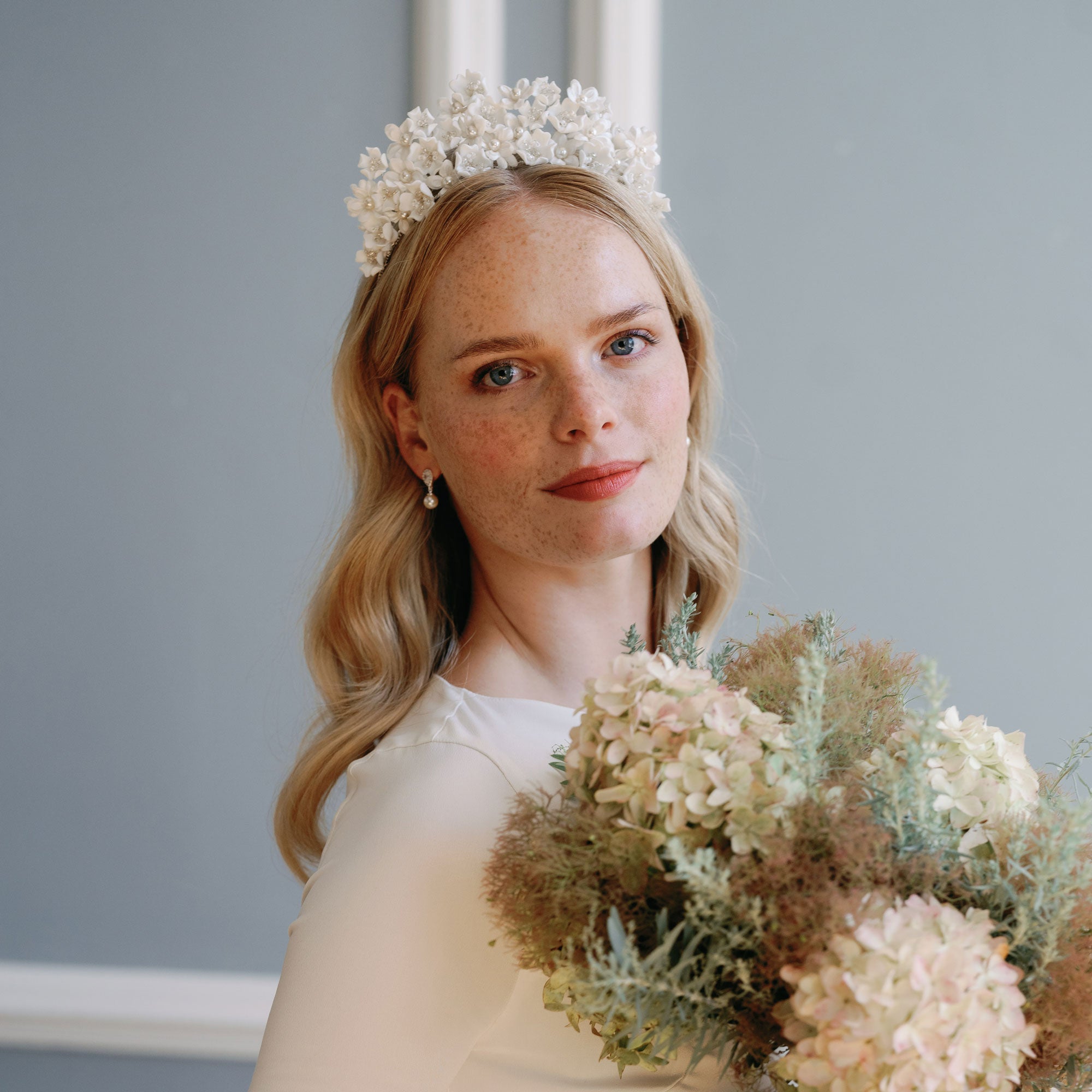 Pearl tall floral crown | Arianna Bespoke – Liberty in Love