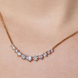Perfect tennis graduated zirconia frontal necklace (gold)