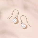 Perle simple freshwater pearl hook earrings (silver)