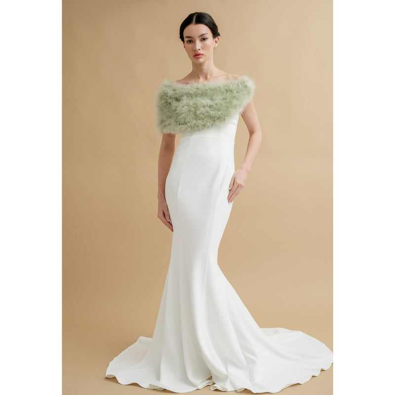 Pistachio green feather bridal stole - Liberty in Love