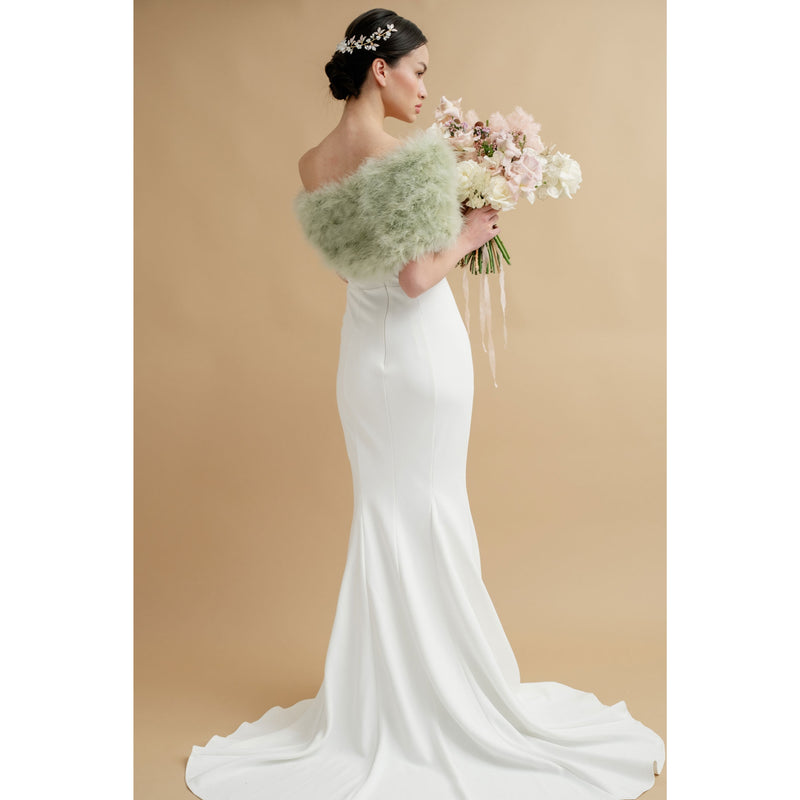 Pistachio green feather bridal stole - Liberty in Love