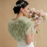 Pistachio green feather bridal bolero - Liberty in Love