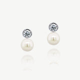 Portland solitaire crystal and pearl earrings