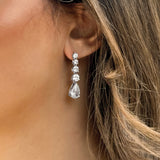 Porto graduated zirconia drop earrings (silver) - Liberty in Love