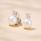 Praia zirconia pearl clip-on earrings (silver)