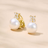 Praia zirconia pearl clip-on earrings (gold)
