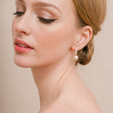 Quattro crystal and pearl drop earrings (gold) - Liberty in Love
