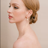 Quattro crystal and pearl drop earrings (gold) - Liberty in Love