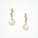 Quattro crystal and pearl drop earrings (gold) - Liberty in Love