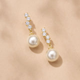 Quattro crystal and pearl drop earrings (gold)