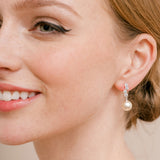Quattro crystal and pearl drop earrings (silver) - Liberty in Love