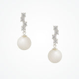 Quattro crystal and pearl drop earrings (silver) - Liberty in Love