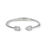Radiant CZ halo hinged bracelet (silver)