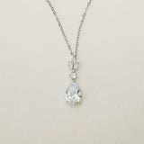 Rae teardrop floral crystal pendant necklace (silver)