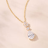 Rae teardrop floral crystal pendant necklace (gold)