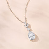Rae teardrop floral crystal pendant necklace (silver)
