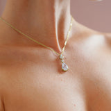 Rae teardrop floral crystal pendant necklace (gold)