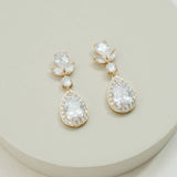 Raine floral crystal teardrop earrings (gold)