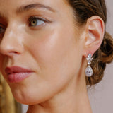 Raine floral crystal teardrop earrings (silver)