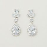 Raine floral crystal teardrop earrings (silver)