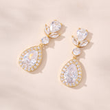 Raine floral crystal teardrop earrings (gold)