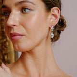 Raine floral crystal teardrop earrings (gold)