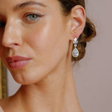 Raine floral crystal teardrop earrings (gold)
