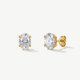 Rapture oval zirconia stud earrings (gold)