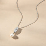 Ravelle navette crystal pearl pendant necklace (silver)