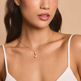 Ravelle navette crystal pearl pendant necklace (gold)