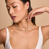 Riviere 360 grand crystal tennis necklace (silver)
